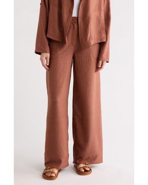 Max Studio Easy Wide Leg Pants - Brown