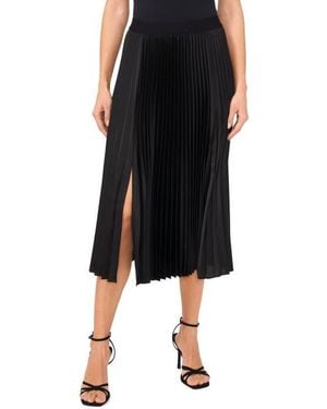 Halogen® Pleated Slit Hem Midi Skirt - Black