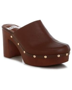 Rag & Co Benji Block Heel Platform Clog - Brown