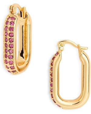 Kurt Geiger Pavé Crystal Oval Hoop Earrings - Metallic