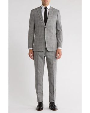 English Laundry Trim Fit Plaid Two-Piece Suit - Gray
