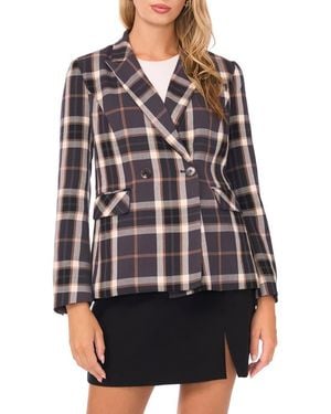 1.STATE Plaid Double Breasted Blazer - Black