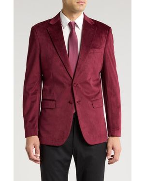 Tahari Slim Fit Velour Blazer - Red