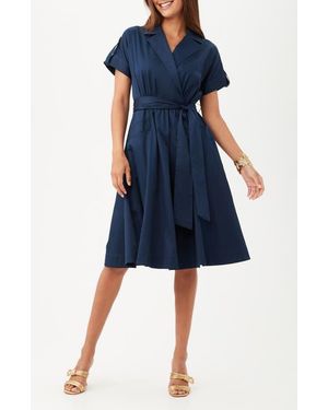 Trina Turk Commodore Fit And Flare Shirtdress - Blue