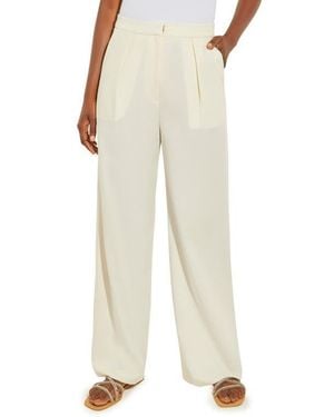 Misook Pleat Front Wide Leg Pants - Natural