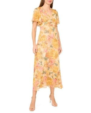 Halogen® Flutter Sleeve Maxi Dress - Metallic