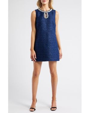 Lilly Pulitzer Ronan Embellished Tweed Skirted Romper - Blue