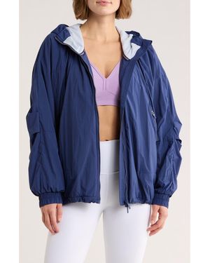 Free People Explore More Nylon Hooded Jacket - Blue