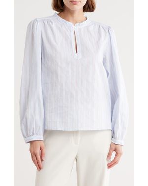 Parker The Alora Stripe Long Sleeve Cotton Top - Blue