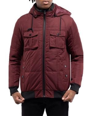 Xray Jeans Hooded Puffer Jacket - Red