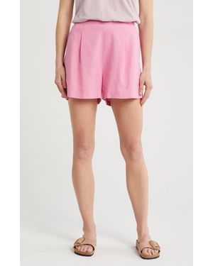 Madewell Solid Linen Blend Shorts - Pink