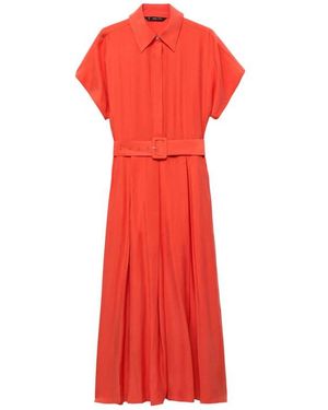 Mango Macarela Belted Shirtdress - Red