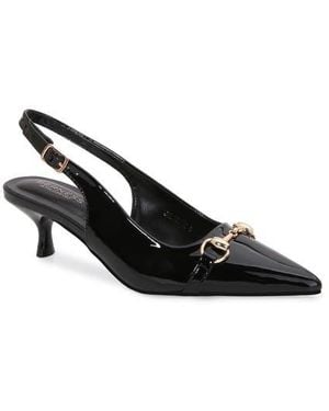 BERNESS Juliette Pointed Toe Kitten Heel Slingback Pump - Black