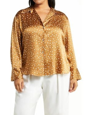 Vince Dot Print Silk Blouse - Metallic
