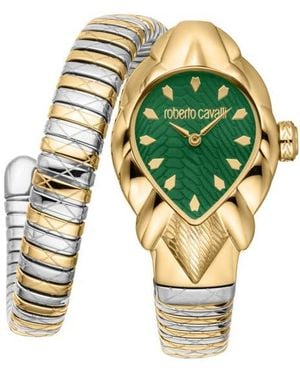 Roberto Cavalli Fiaba Snake Wraparound Bracelet Watch, 24.5Mm X 39Mm - Green
