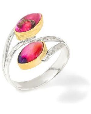 YS GEMS Stabilized Cabochon Wrap Ring - White