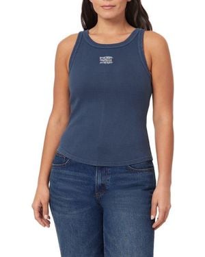 C&C California Embroidered Ribbed Tank - Blue