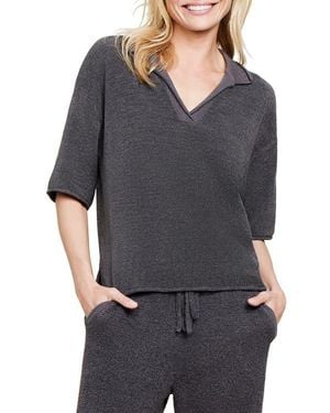 Barefoot Dreams Collared Knit Top - Gray