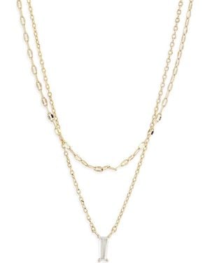 Nordstrom Rack Baguette Cubic Zirconia Pendant Layered Necklace - Metallic