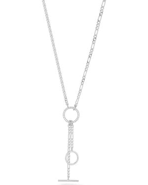 Chloe and Madison Cubic Zirconia Mixed Link Y-Necklace - White