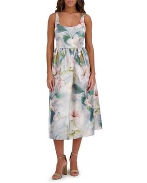 Kensie Shimmer Twill Midi Dress - Multicolor