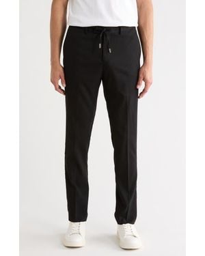 T.R. Premium Slim Fit Solid Linen Blend Pants - Black
