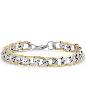 Steeltime Two Tone Curb Chain Bracelet - Metallic