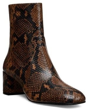 Stuart Weitzman Maeve Snakeskin Embossed Bootie - Brown