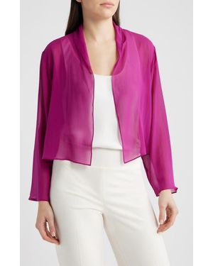 Eileen Fisher Open Front Silk Jacket - Red