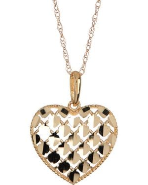 CANDELA JEWELRY 10K Sequin Heart Pendant Necklace - Metallic