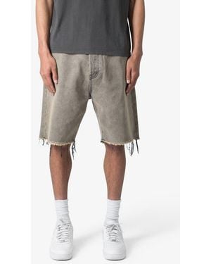 MNML Distressed Mineral Denim Shorts - Gray