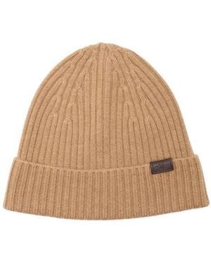 Hickey Freeman Merino Wool Rib Knit Beanie - Natural