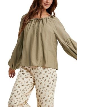 Wishlist Balloon Sleeve Tie Neck Blouse - Multicolor