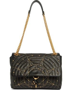 Rebecca Minkoff Edie Flap Studded Leather Shoulder Bag - Black