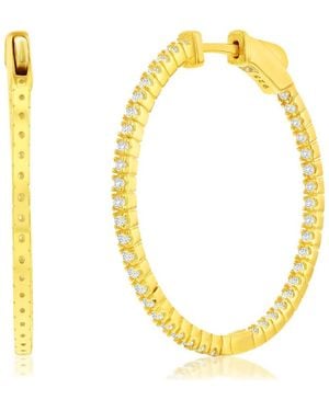 Suzy Levian Rose Cubic Zirconia Hoop Earrings - Yellow