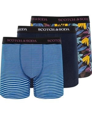 Scotch & Soda 3-Pack Cotton Stretch Trunks - Blue