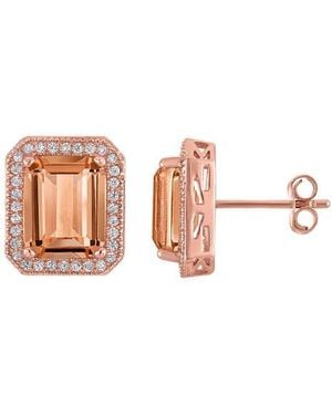 FZN Cushion Cut Cubic Zirconia Stud Earrings - Pink
