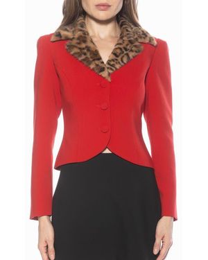 Alexia Admor Sabrina Faux Fur Notch Collar Blazer - Red