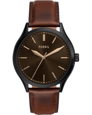 Fossil Fenmore Multifunction Leather Strap Watch, 44Mm - Black