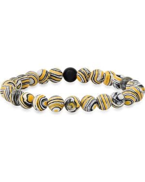 Steeltime Patterned Bead Stretch Bracelet - Metallic