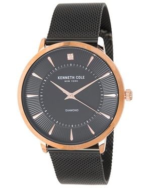 Kenneth Cole 3-Hand Diamond Mesh Strap Watch, 45Mm - Gray