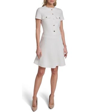 Tommy Hilfiger Novelty Woven Fit & Flare Dress - White