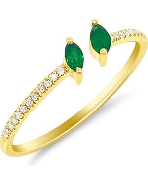 Meira T Double Emerald Diamond Pavé Ring - Yellow