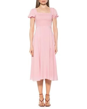 Alexia Admor Iris Smocked Short Sleeve Midi Dress - Pink