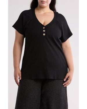 Threads For Thought Delanie Rib Henley T-Shirt - Black