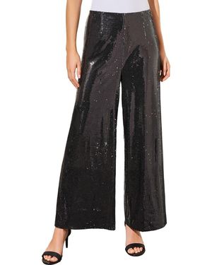 Ming Wang Novelty Sequin Wide Leg Pants - Black