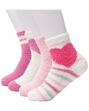 Juicy Couture Assorted 4-Pack Juicy Stripe Softee Ankle Socks - Pink