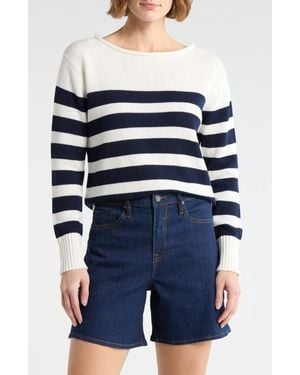 Vigoss Stripe Boat Neck Sweater - Blue