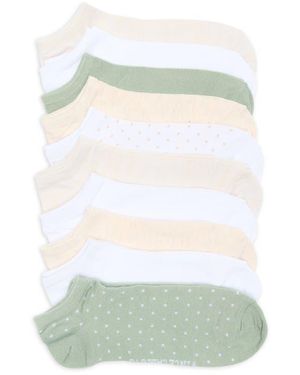 Vince Camuto 10-Pack Assorted Dots No Show Socks - Green
