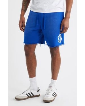 BBCICECREAM Helmet Logo Distressed Sweat Shorts - Blue